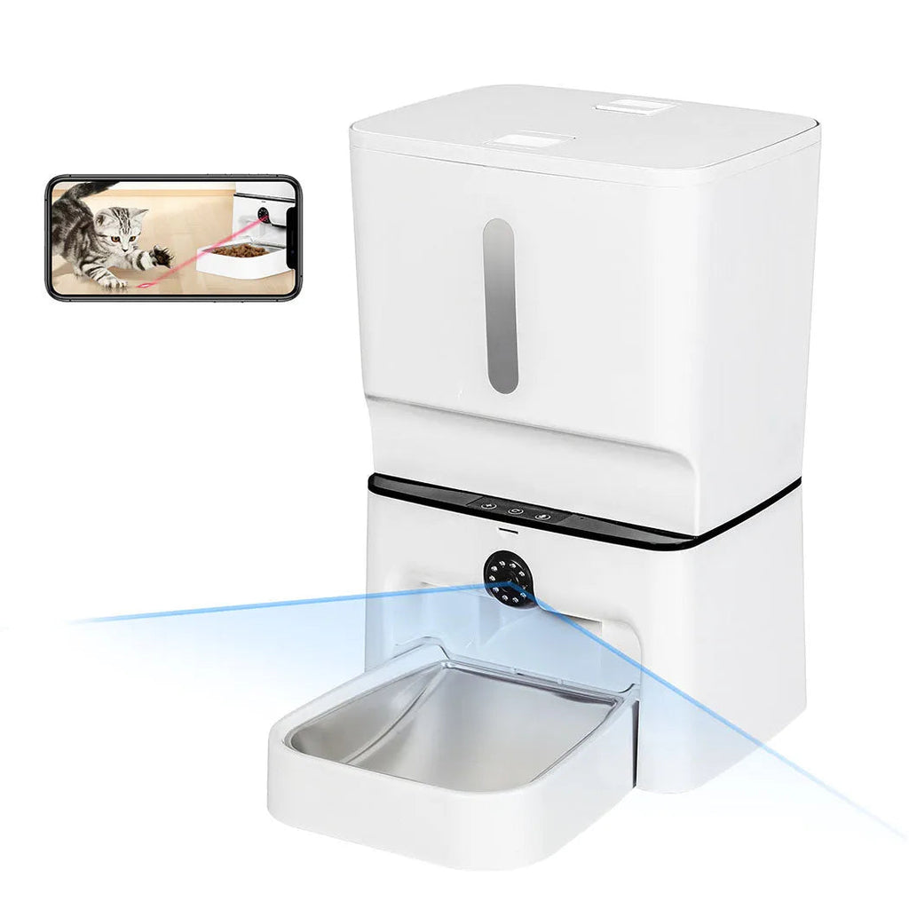 2-in-1 Automatic Pet Cat Dog Feeder Laser Toy WiFi Smart Food Dispenser App