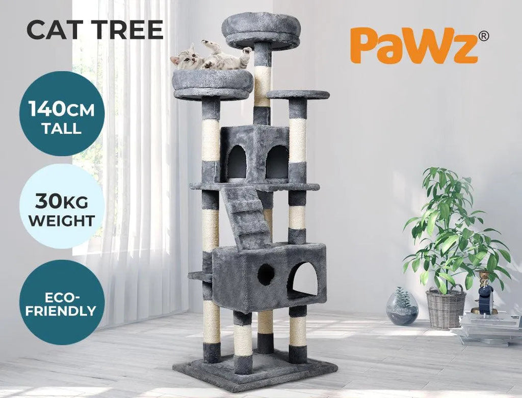 Cat Scratching Post Tower House Grey 141cm