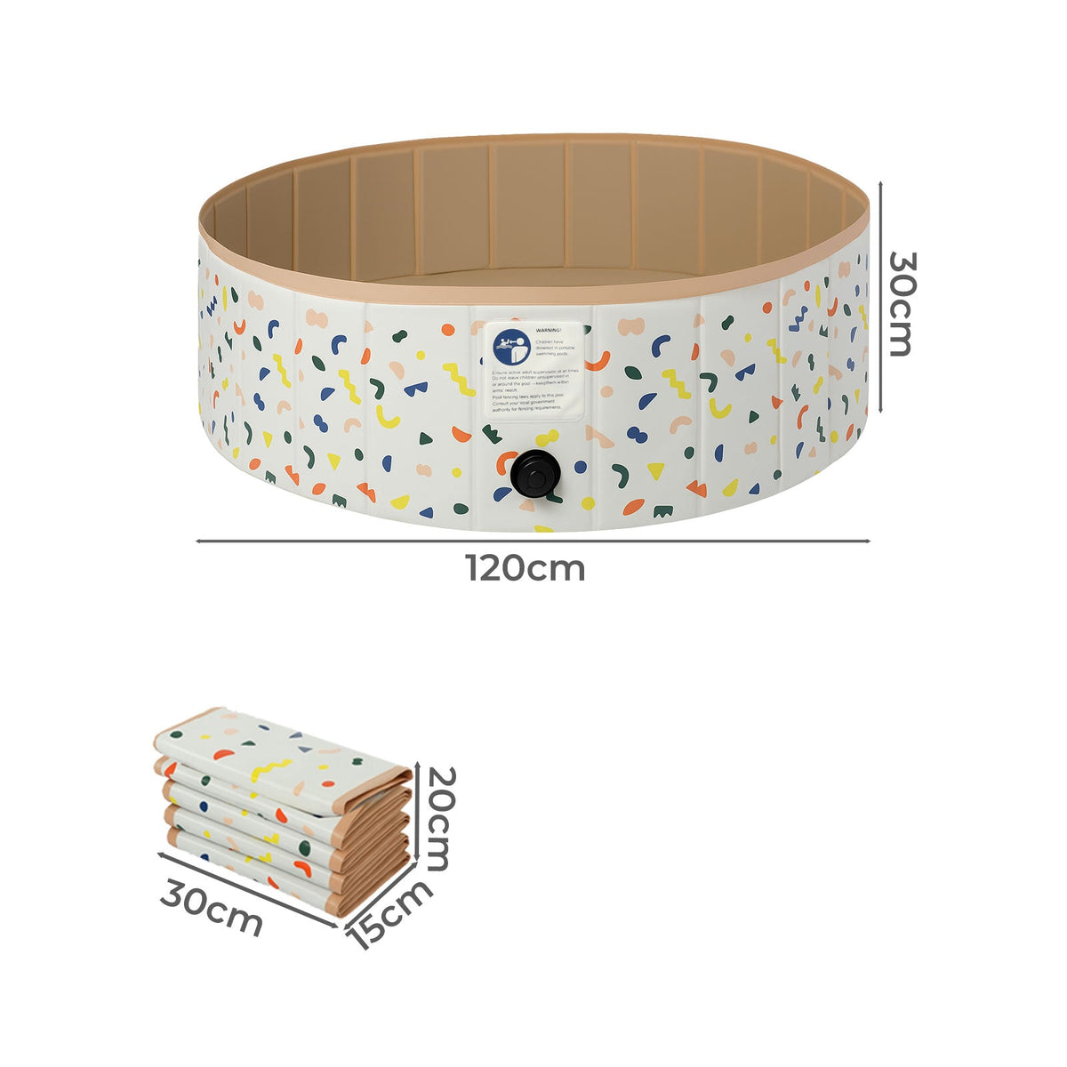 Dog Swimming Pool Foldable Pet Bath Non-Slip Portable Indoor Outdoor 120cm