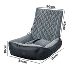 Pet Car Seat Dog Seat Travel Bed Safety Booster with Side Pocket Grey
