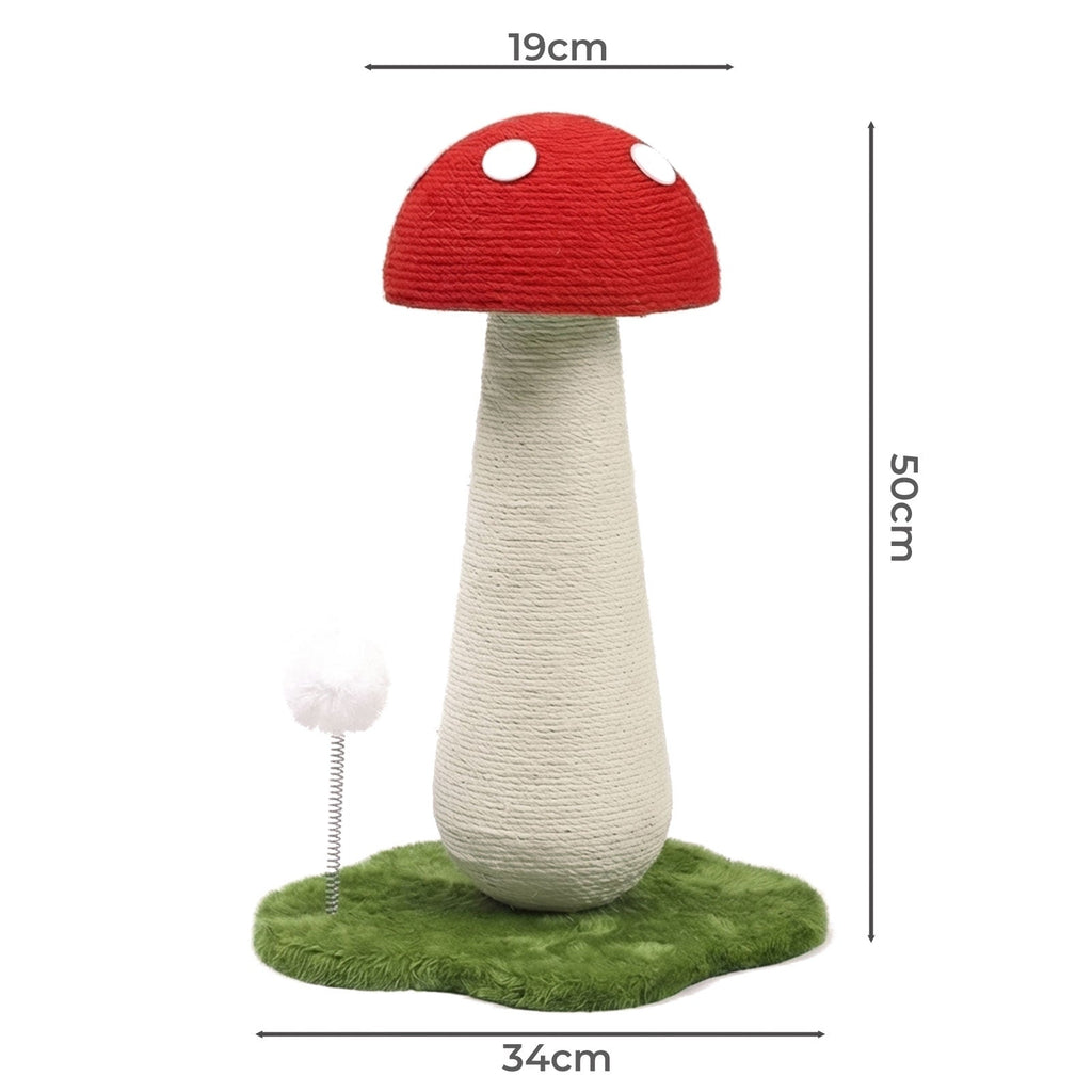 Mushroom Cat Scratching Post 50cm Sisal Rope Cat Tower with Plush Ball