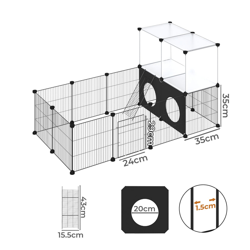 Pet Playpen Small Animals Guinea Pig Cage DIY  Exercise Fence 24 Panels Mat