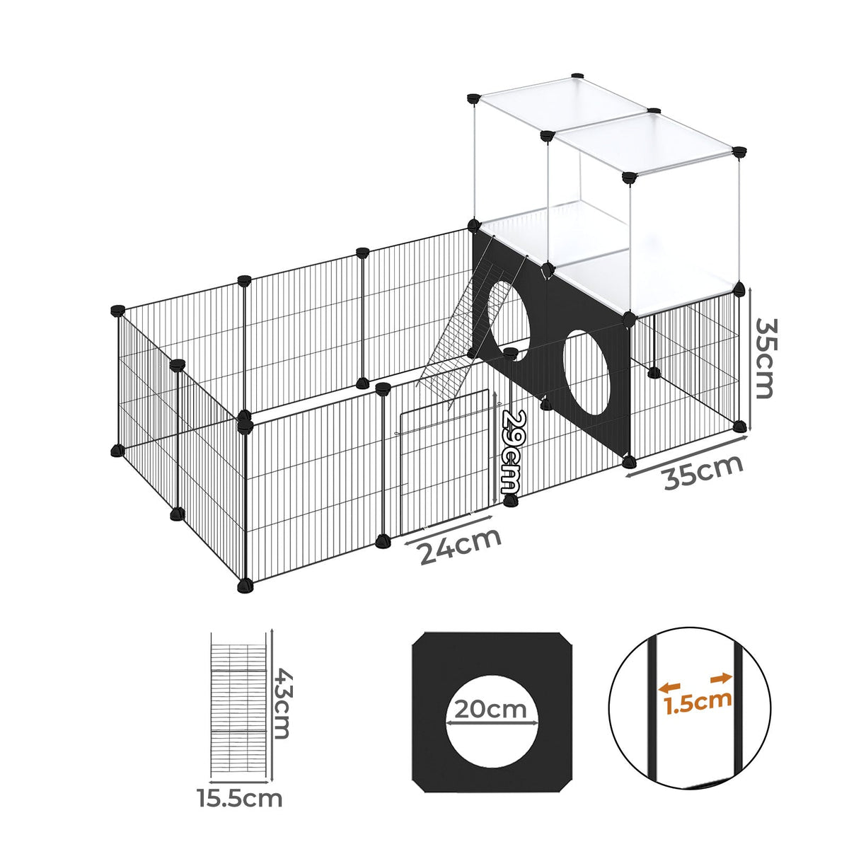 Pet Playpen Small Animals Guinea Pig Cage DIY  Exercise Fence 24 Panels Mat
