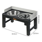 Elevated Dog Bowls Pet Feeder 6 Height Adjustable Raised Food Water Large - Grey