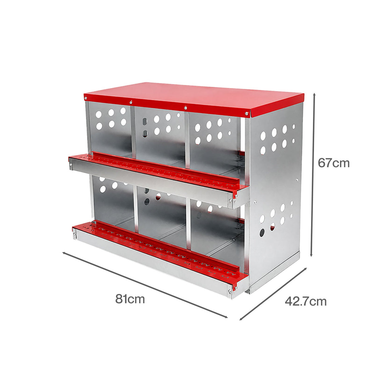 Chicken Nesting Box 6 Hole 2-Tier Roll Away Egg Collection Galvanized Coop