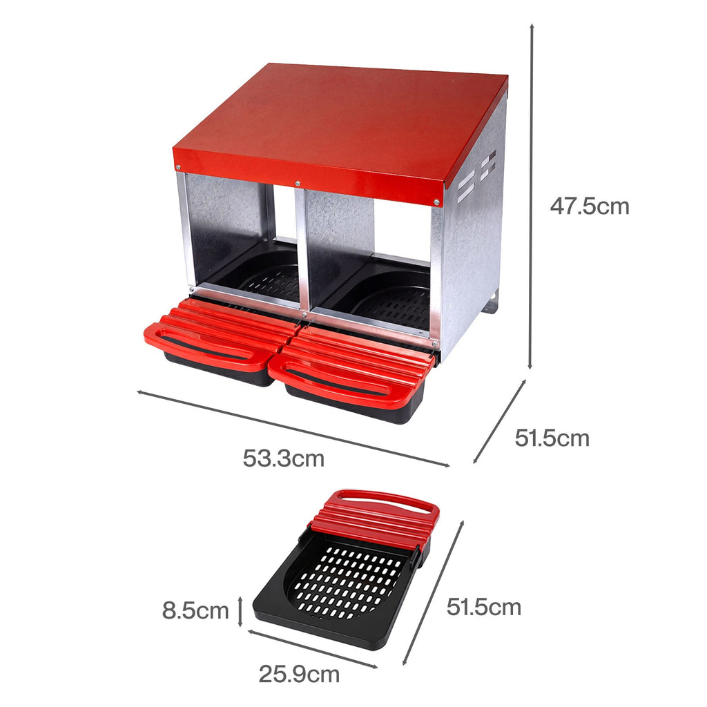 Chicken Nesting Boxes 2 Hole for Rolling Egg Collection Inside Outside