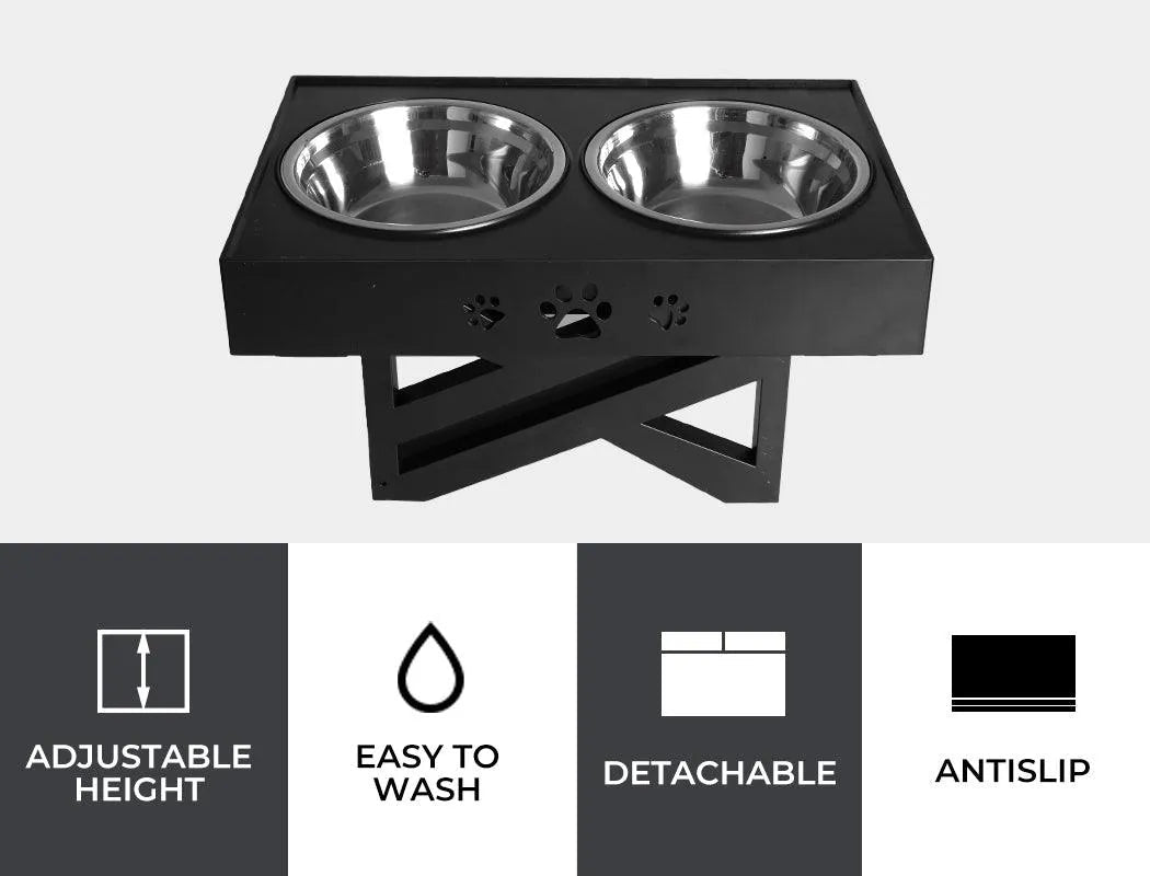 Elevated Pet Feeder Food Water Double Bowl