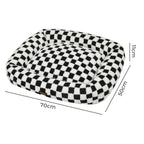 Dog Bed Calming Pet Checkered Plush Bed Soft Washable Bed Non-Slip