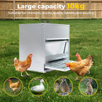 Automatic Chicken Feeder Auto Treadle 10kg Food Dispenser Galvanized Steel