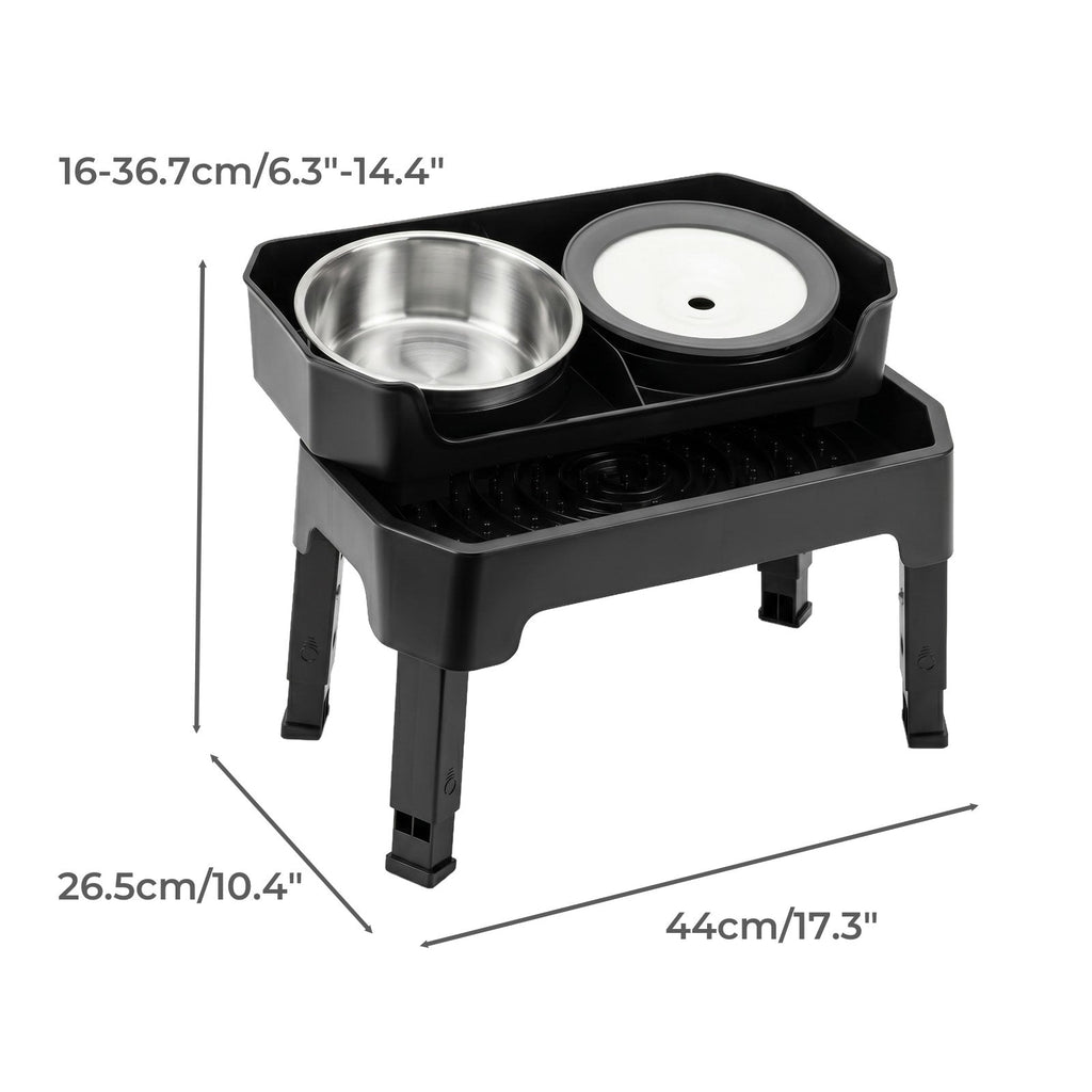 Raised Dog Bowls Adjustable Elevated Feeder Slow Feeder Lick Mat Foldable