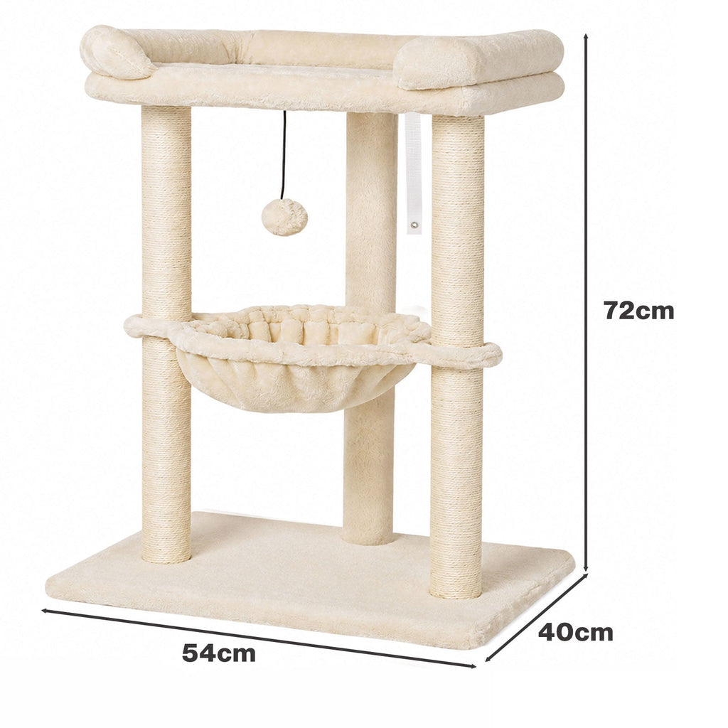 Cat Tree Tower with Hammock Play Ball 6cm Sisal Post Large Perch Beige