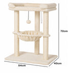 Cat Tree Tower with Hammock Play Ball 6cm Sisal Post Large Perch Beige