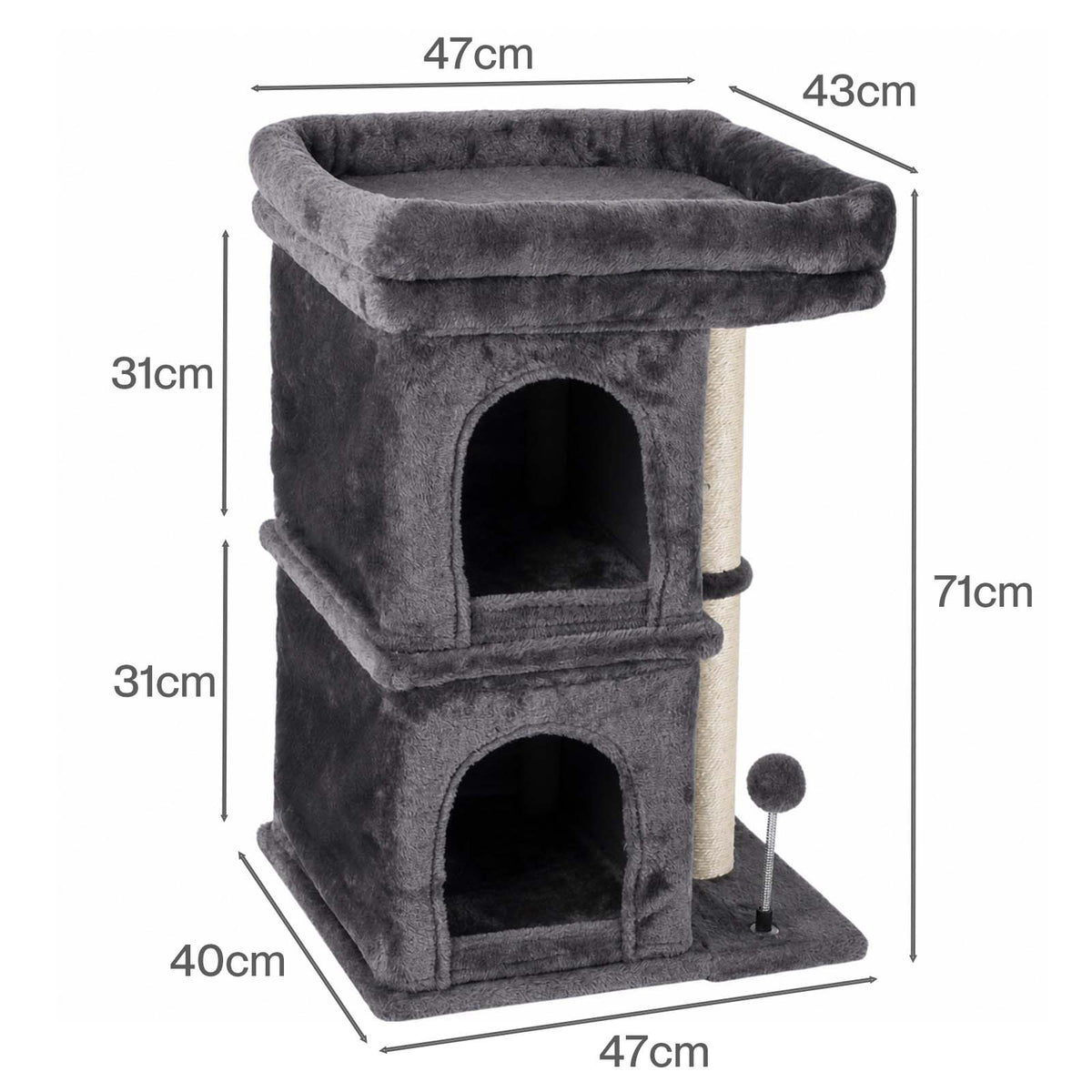 Cat Tree Cat Tower Top Perch Sisal Post E1 Particle Board Dark Grey