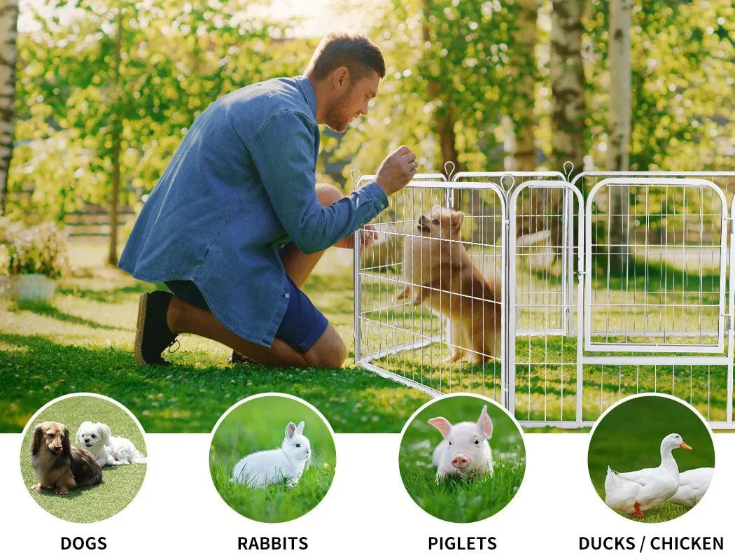 8 Panel Dog Playpen White