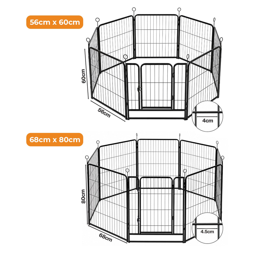 8 Panel Foldable Metal Dog Playpen Steel Puppy Pet Exercise Pen Black