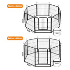 8 Panel Foldable Metal Dog Playpen Steel Puppy Pet Exercise Pen Black