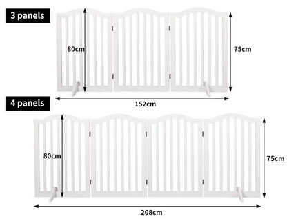 Freestanding Wooden Pet Gate Door 3/4 Panels