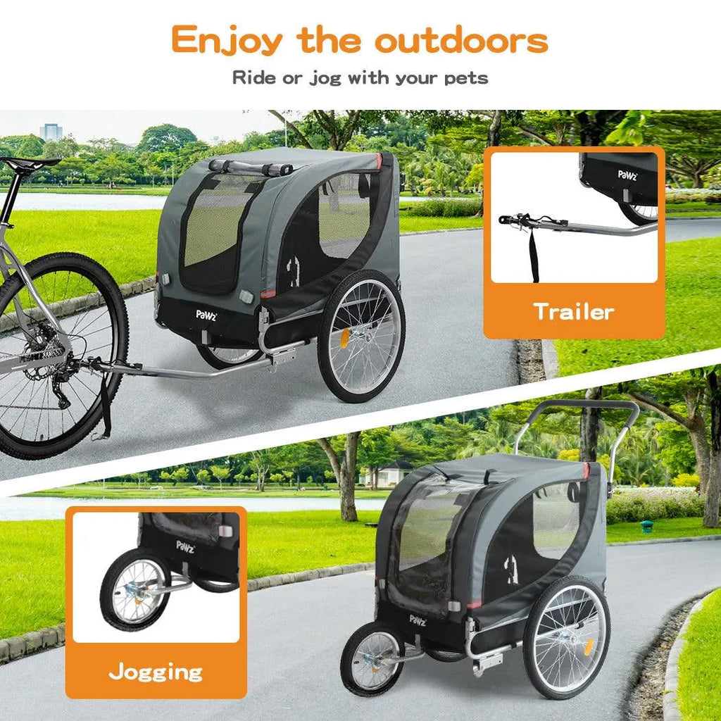 Pet Stroller Bike Trailer Stroller Foldable Pet Trailer 3-IN-1 Outdoor With Sunroof