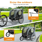 Pet Stroller Bike Trailer Stroller Foldable Pet Trailer 3-IN-1 Outdoor With Sunroof