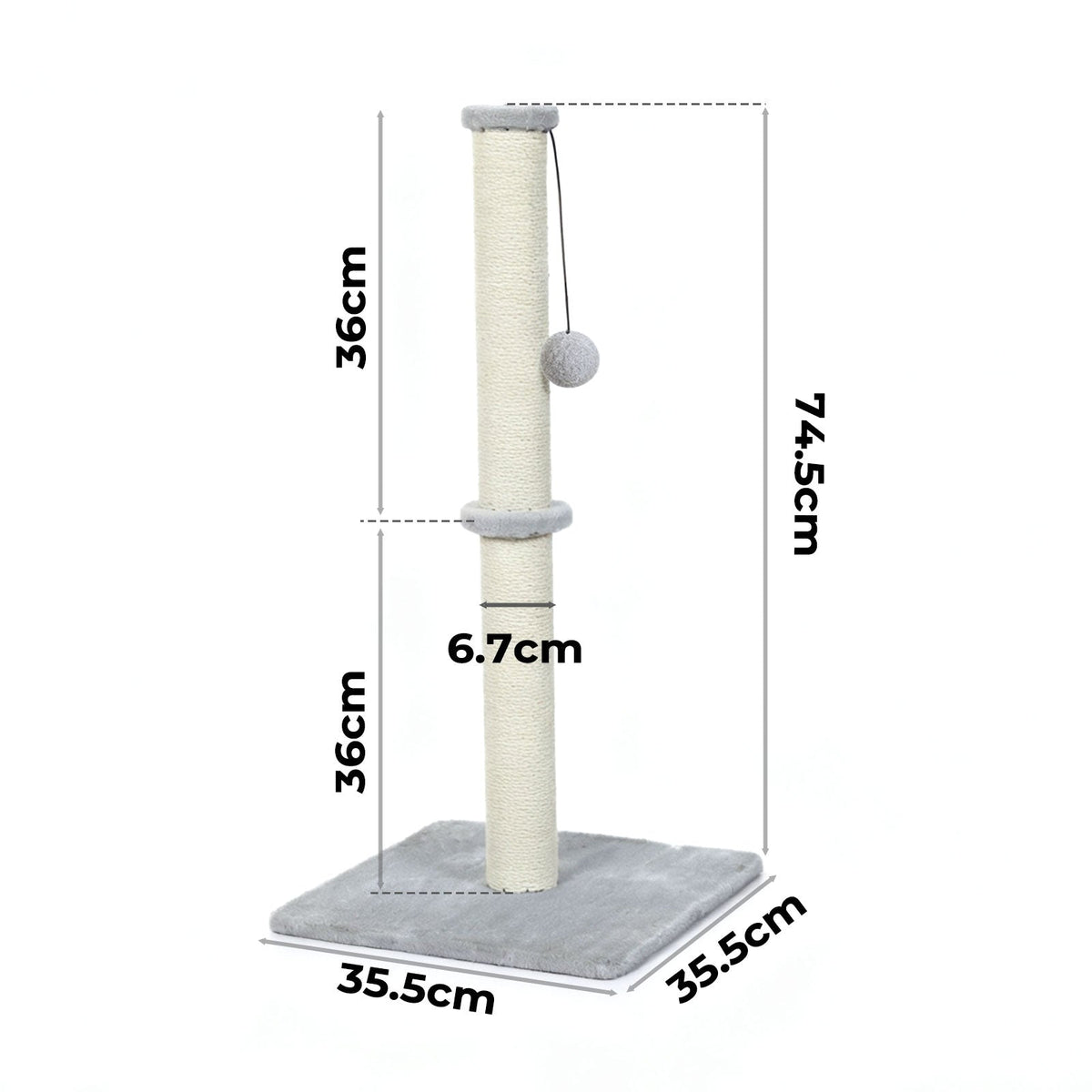 Cat Scratcher Scratching Post Natural Sisal Kitten Stable Ball Toys 74cm