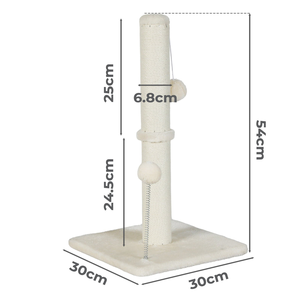 Cat Scratcher Scratching Post Natural Sisal Kitten Stable Ball Toys 54cm