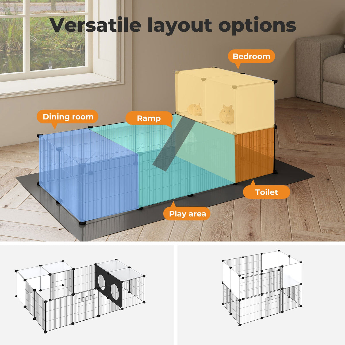 Pet Playpen Small Animals Guinea Pig Cage DIY  Exercise Fence 24 Panels Mat