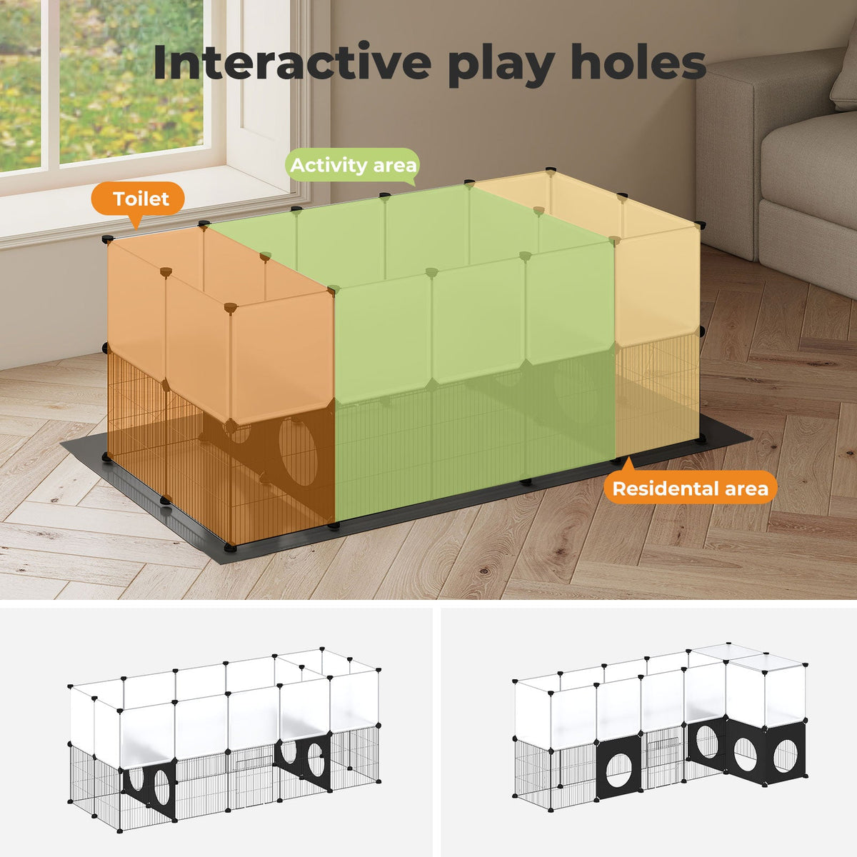 Pet Playpen Guinea Pig Rabbit Cage Small Animal DIY Fence 36 Panels Mat
