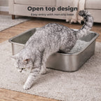 Stainless Steel Cats Litter Box 10cm Height Small Animals Easy Entry Clean
