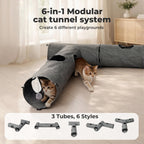 Large Cat Tunnels 3 Pcs Modular Foldable Linen Tube Kittens Cat Toys