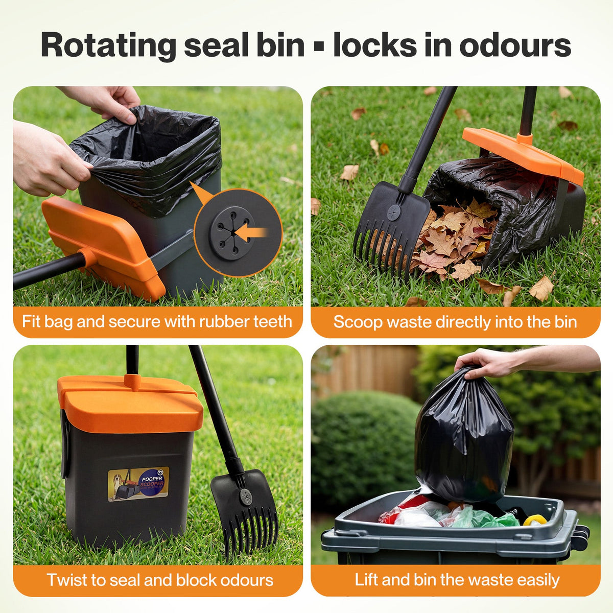 Pooper Scooper Rake Kit Long Handle Dog Poop Picker Easy Pickup Outdoor