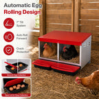 Chicken Nesting Boxes 2 Hole for Rolling Egg Collection Inside Outside