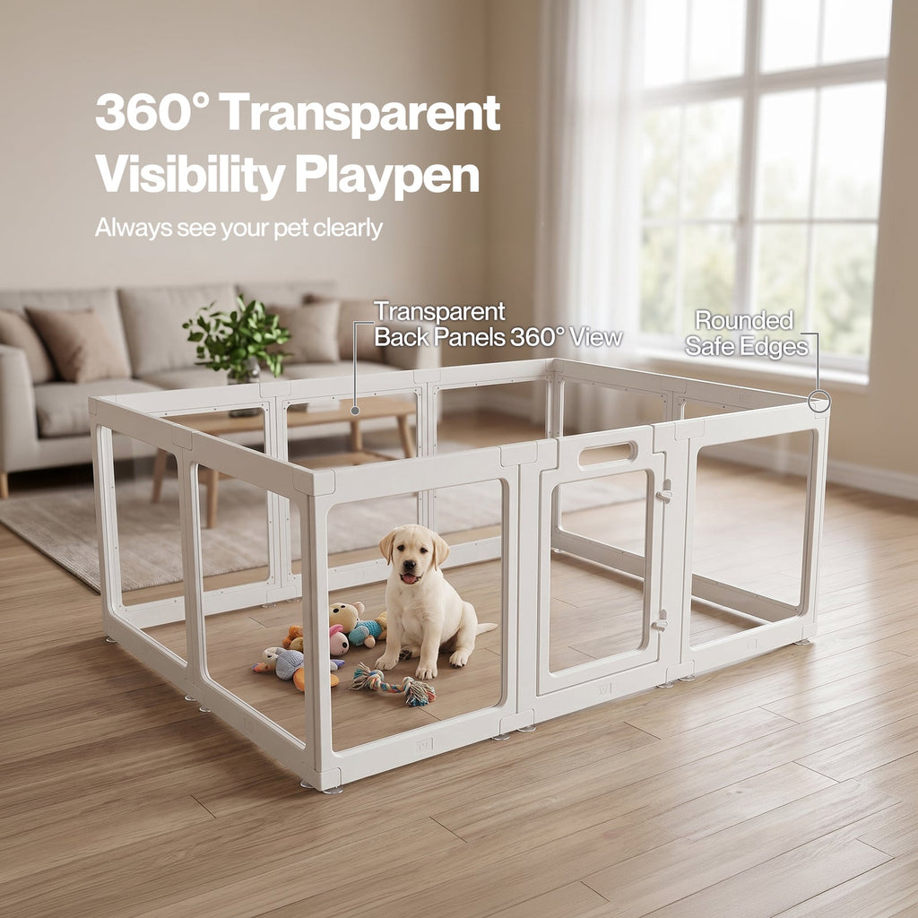Dog Playpen 60cm Height Acrylic Clear Foldable DIY Dog Pen Indoor Use