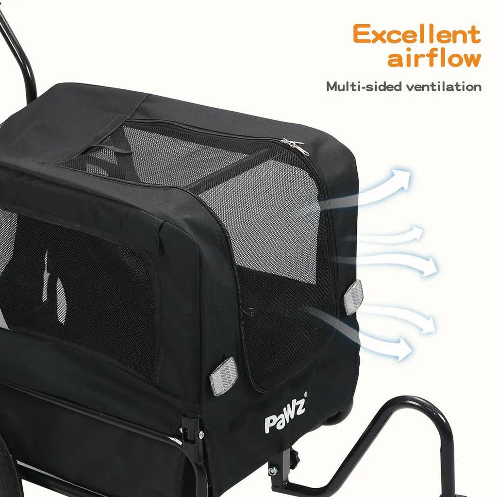 Pet Stroller Bike Trailer Stroller Foldable Pet Trailer 2-IN-1 Outdoor With Sunroof