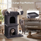 Cat Tree Cat Tower Top Perch Sisal Post E1 Particle Board Dark Grey