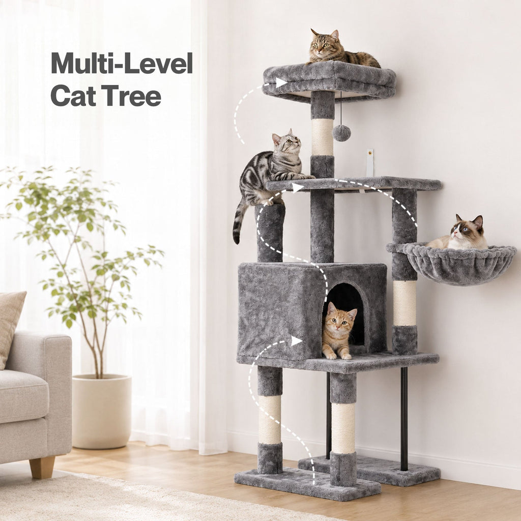 Cat Tree Cat Tower Multi-Level Cat Bed Cat Scratching Post 125cm