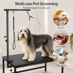 Dog Grooming Hammock Table Arm Adjustable 70-97cm Steel Clamp 2 Holders