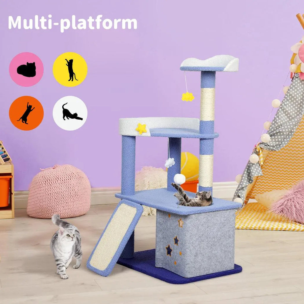 Cat Tree Post Scratching Multi-Level - Blue