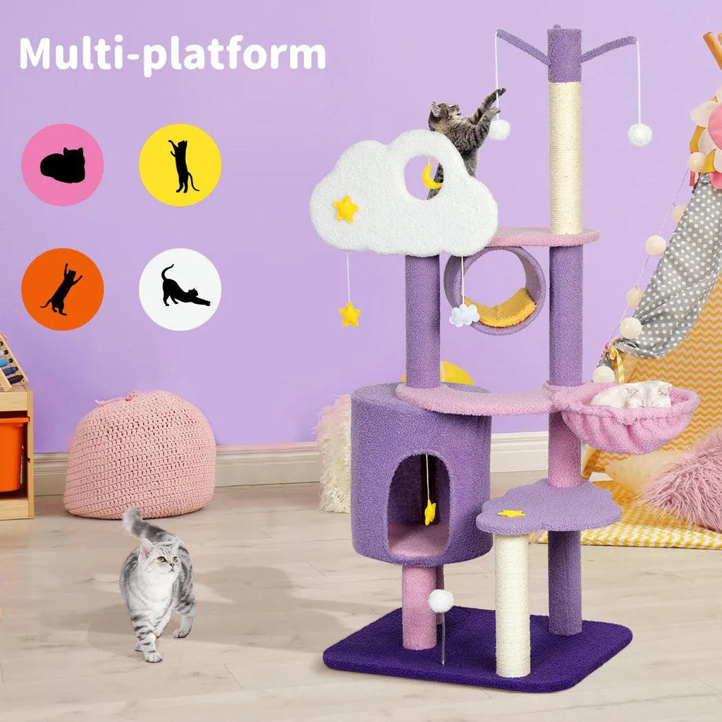 Cat Tree Condo Scratching Post Multi-Level - Purple