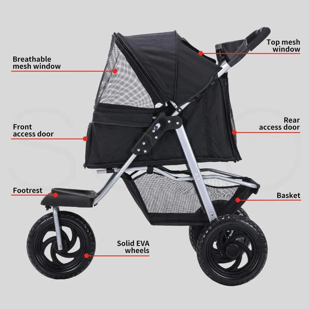 Pet Dog Stroller Pram - Black