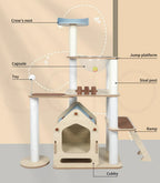Cat Tree Scratching Post with Wood Condo 138cm