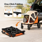 Dog Stroller Pet Pram Foldable Mesh Ventilated Seat Safety Leash Orange