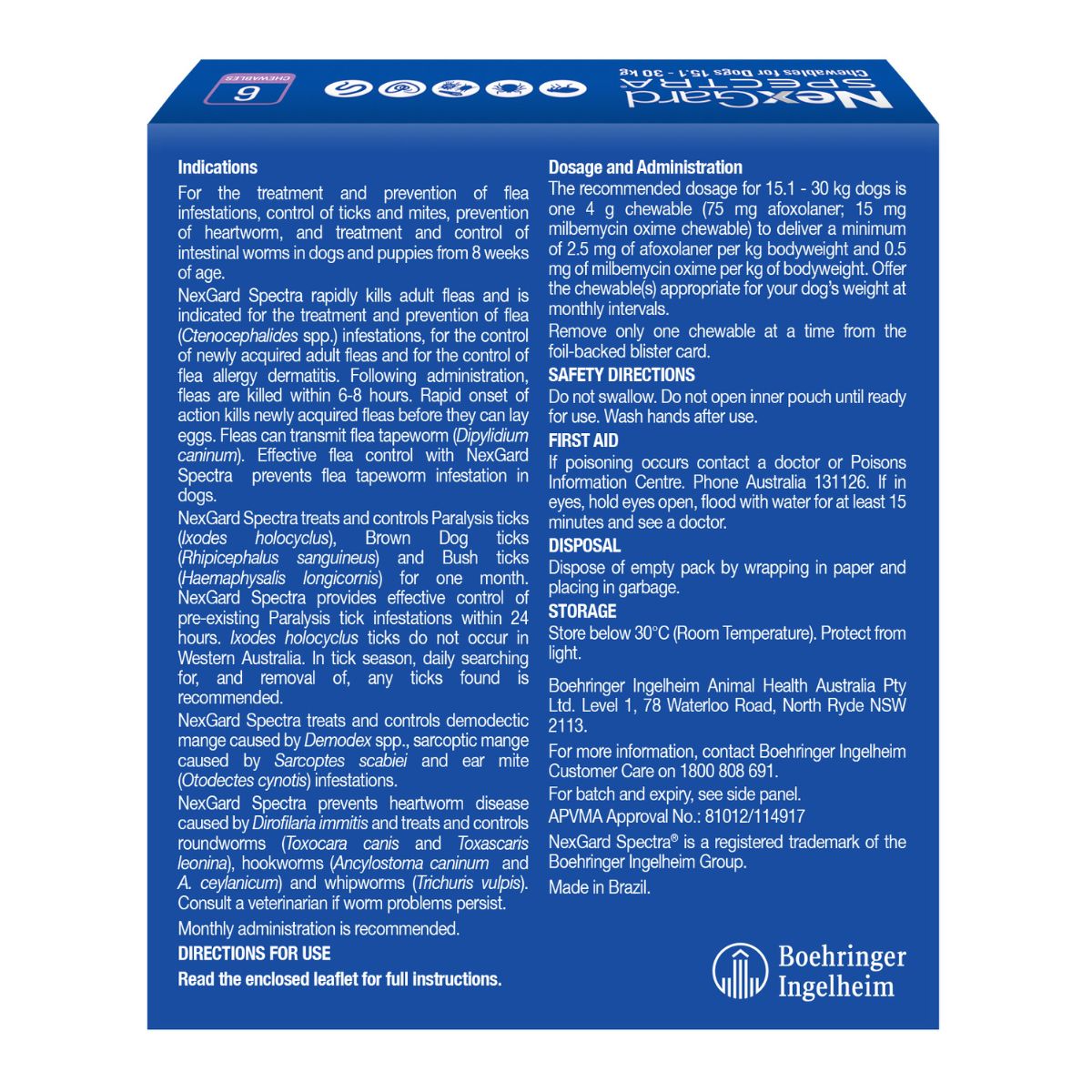 NexGard Spectra Dogs 15.1-30kg 6pk