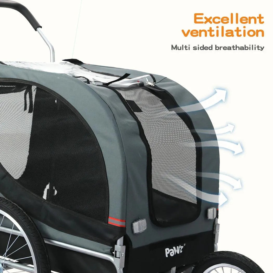 Pet Stroller Bike Trailer Stroller Foldable Pet Trailer 3-IN-1 Outdoor With Sunroof