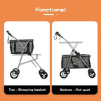Pet Stroller 2-Tier Pram Dog Cat Carrier Foldable Large 4 Wheels Shopping
