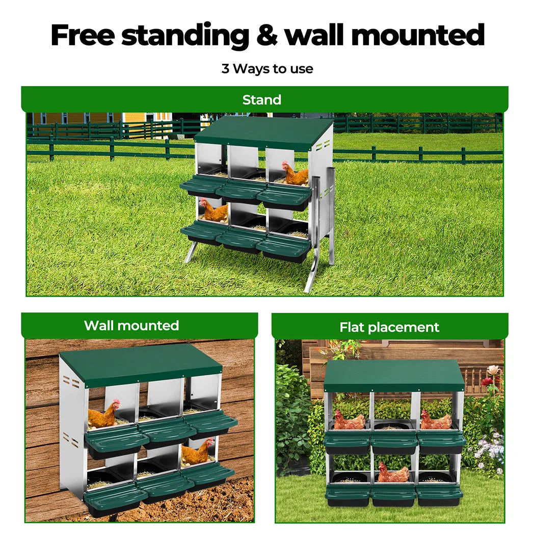 Chicken Hen Coop Hutch 3 Hole Inside Outside Roll Away Lay Egg Nesting Box