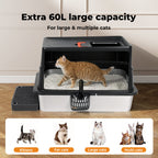 Stainless Steel Cat Litter Box Large Enclosed Removable Kitty Toilet