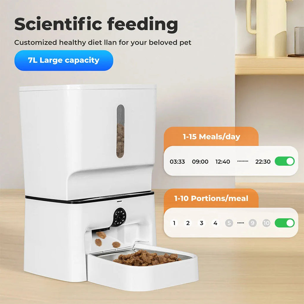 2-in-1 Automatic Pet Cat Dog Feeder Laser Toy WiFi Smart Food Dispenser App