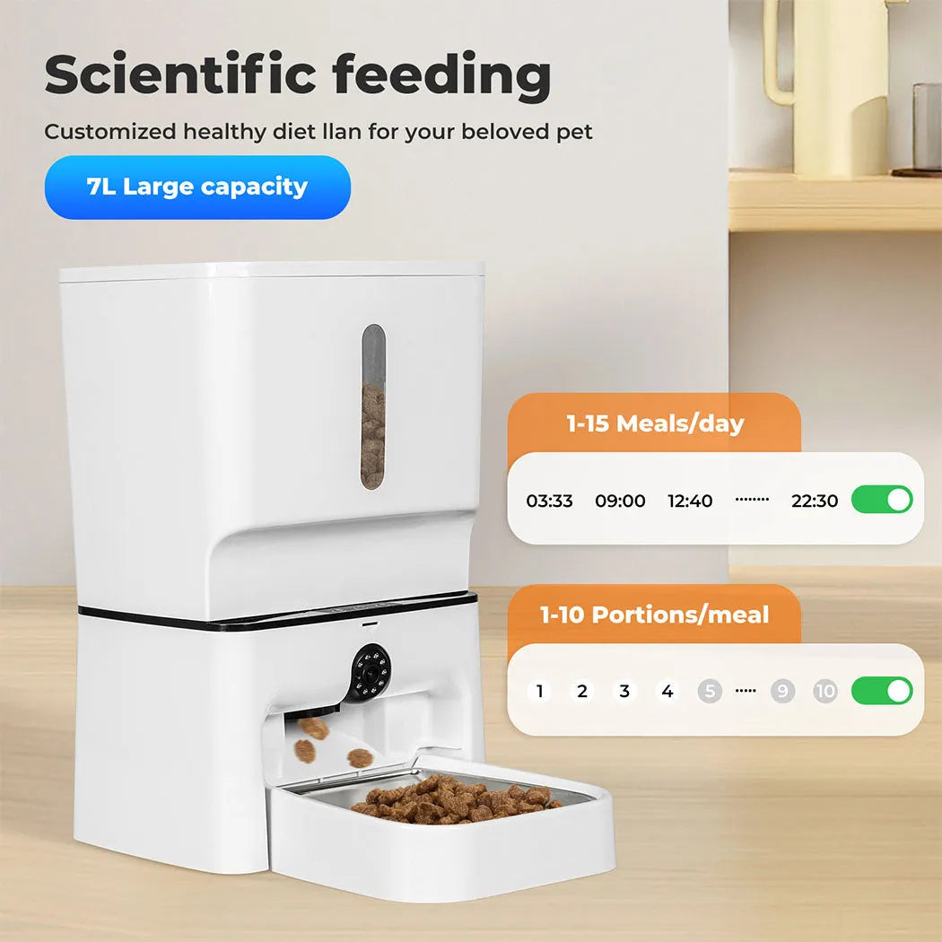 2-in-1 Automatic Pet Cat Dog Feeder Laser Toy WiFi Smart Food Dispenser App