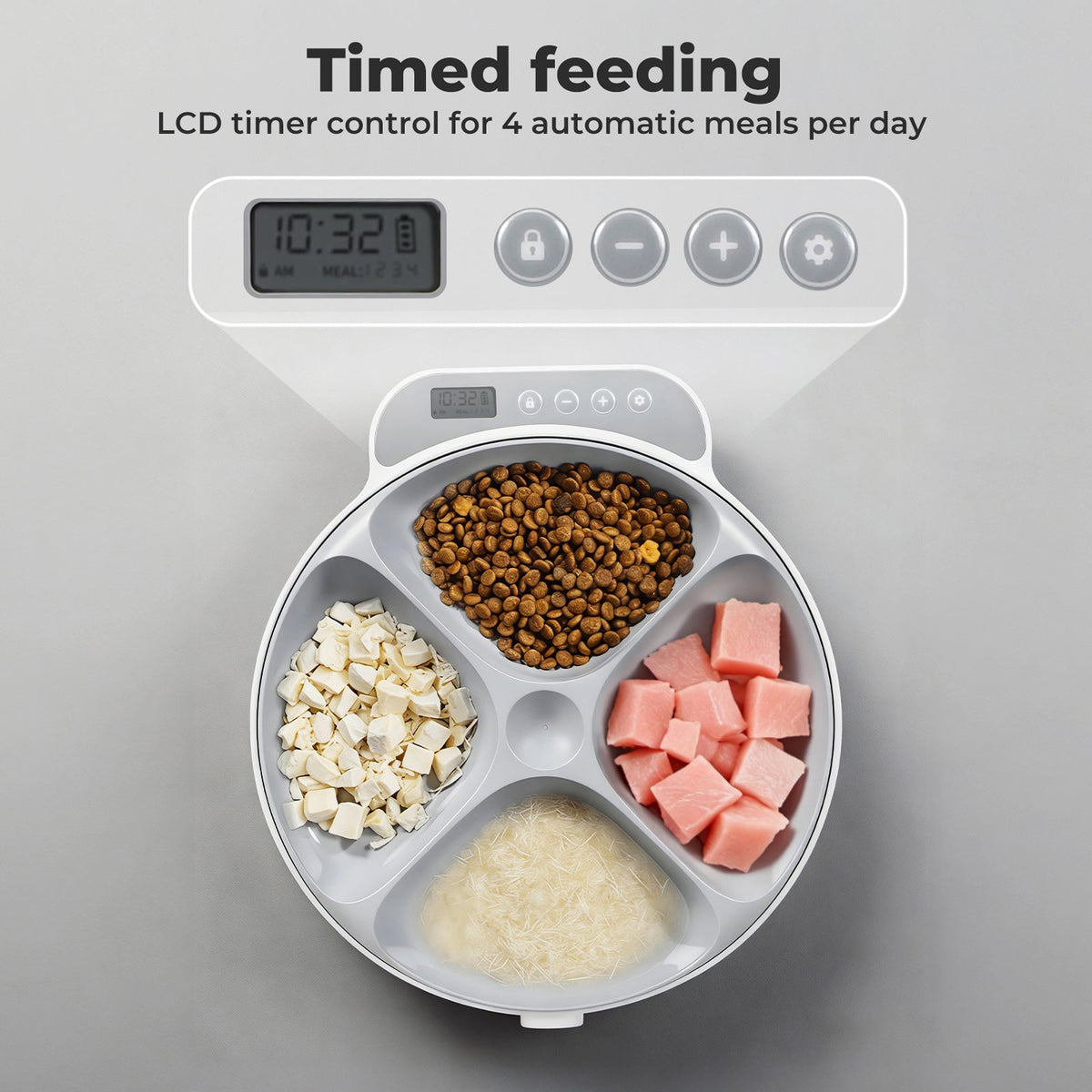 4 Meals Automatic Timer Pet Feeder Smart Chilled Wet Dry Food Dispenser