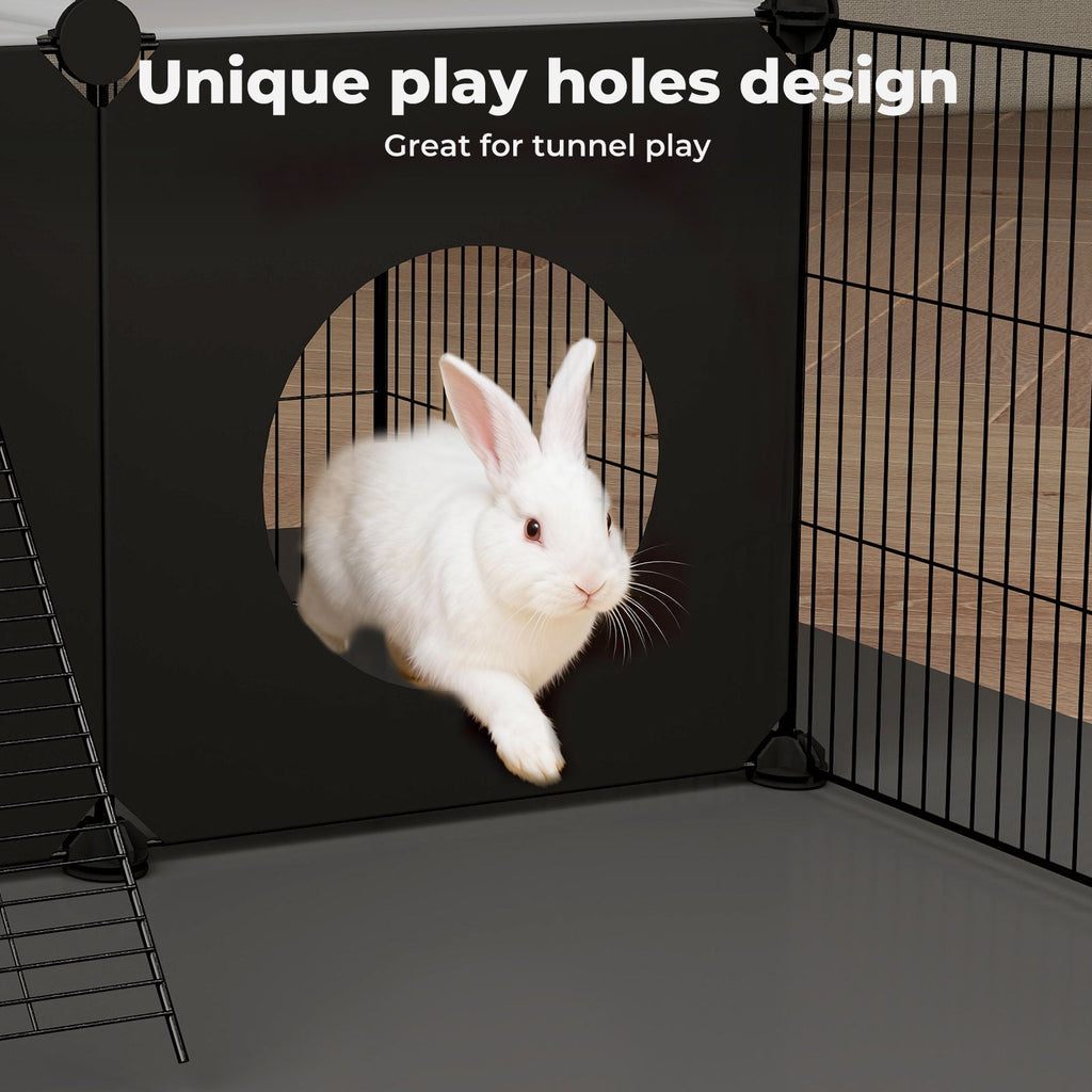 Pet Playpen Small Animals Guinea Pig Cage DIY  Exercise Fence 24 Panels Mat